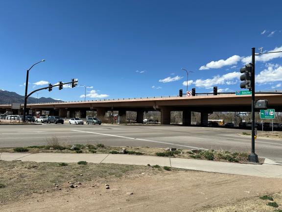 Existing configuration at S Nevada Avenue and the I-25 southbound on-ramp
