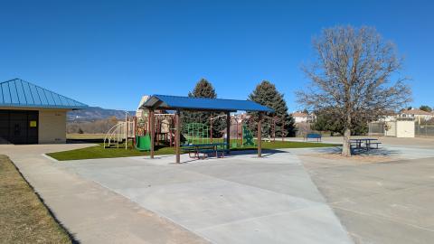 A new playground structure at Rampart Community Park.
