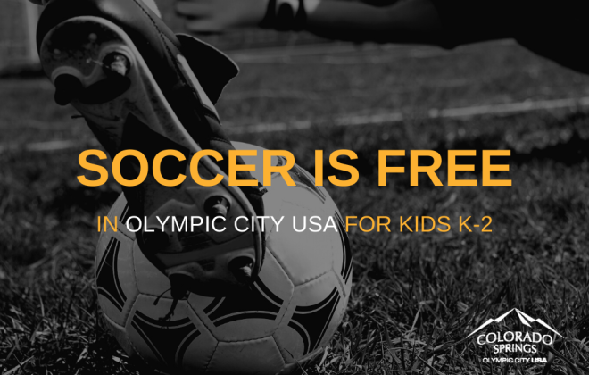 soccer is free in Olympic City USA for kids k-2. city logo